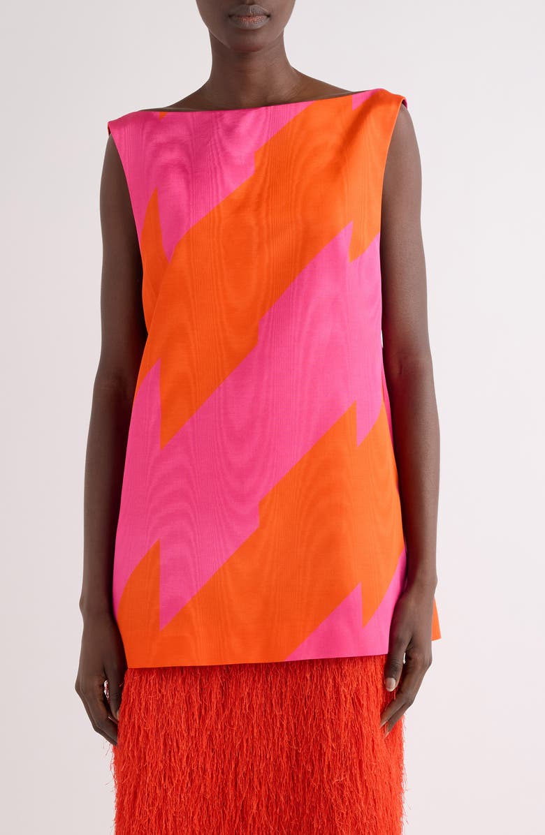 Dries Van Noten Dabel Broken Stripe Moiré Top, Main, color, Fuchsia