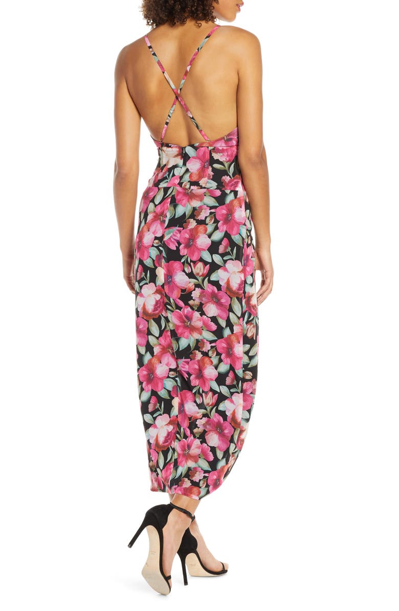 Fame and Partners The Ina Floral Print Tulip Hem Cocktail Dress, Alternate, color, 