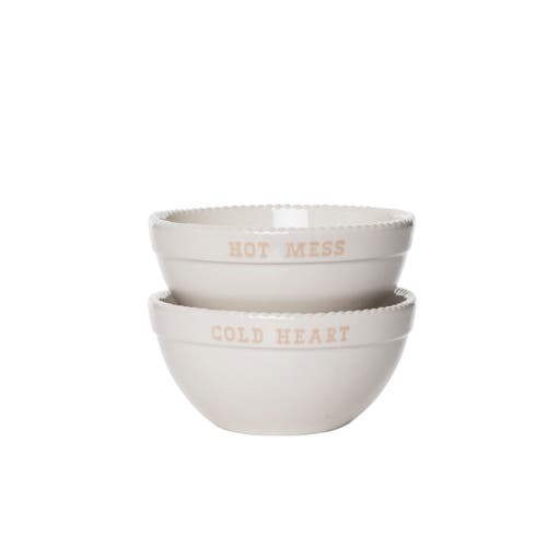 Totalee Gift Hot Mess/cold Heart Bowls Set Of 2 Ceramic White 13.5 oz