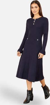 Yumi Long Sleeve Knitted Midi Dress
