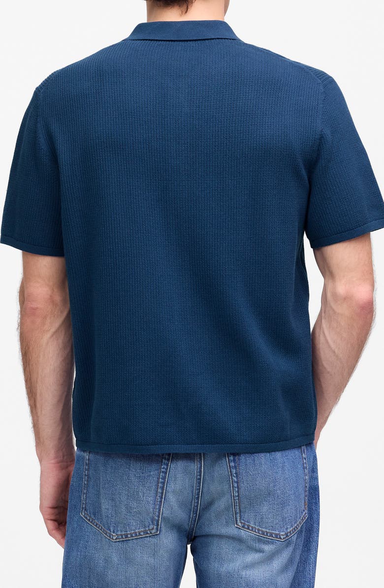 Madewell Short Sleeve Tuck Stitch Button-Up Shirt, Alternate, color, True Indigo