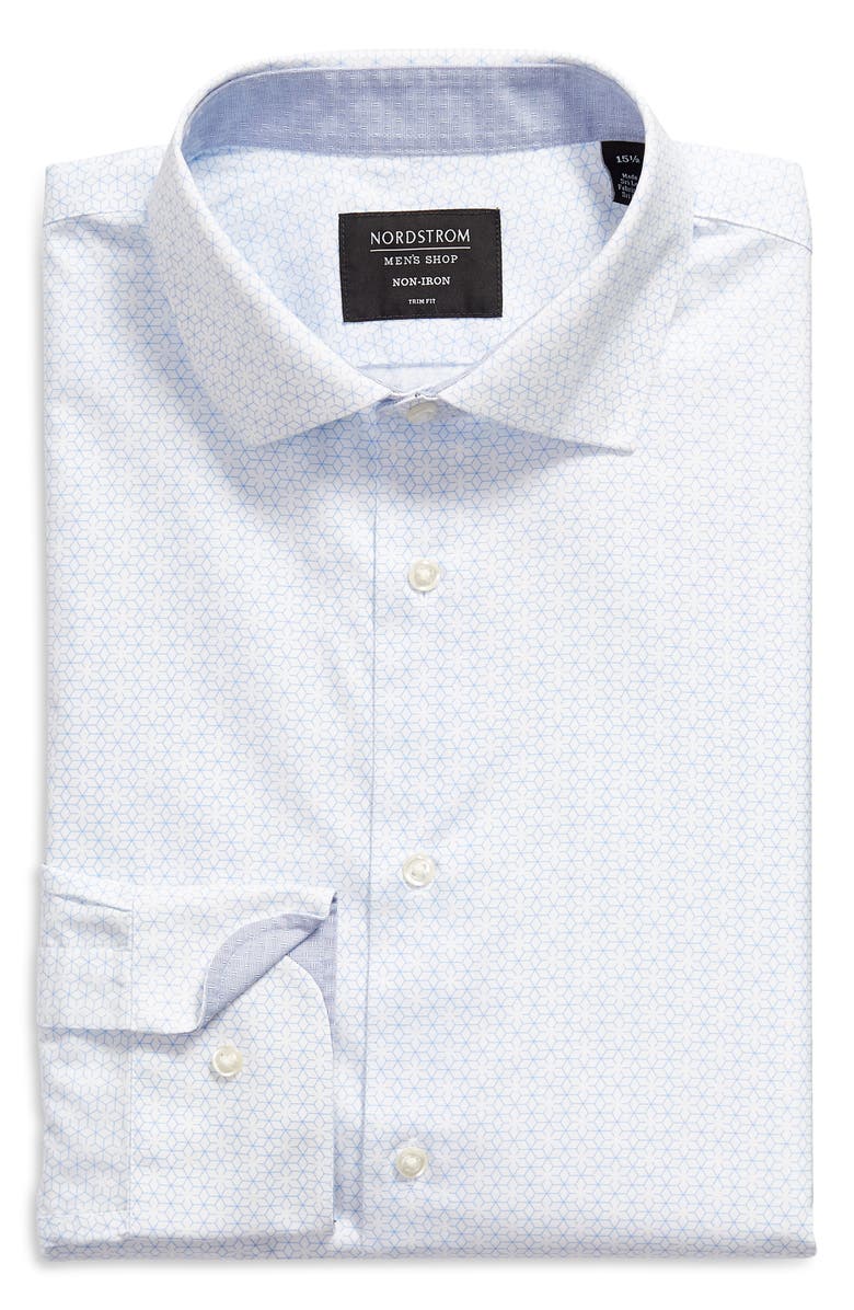 Nordstrom Trim Fit Geometric Non-Iron Dress Shirt, Alternate, color, 