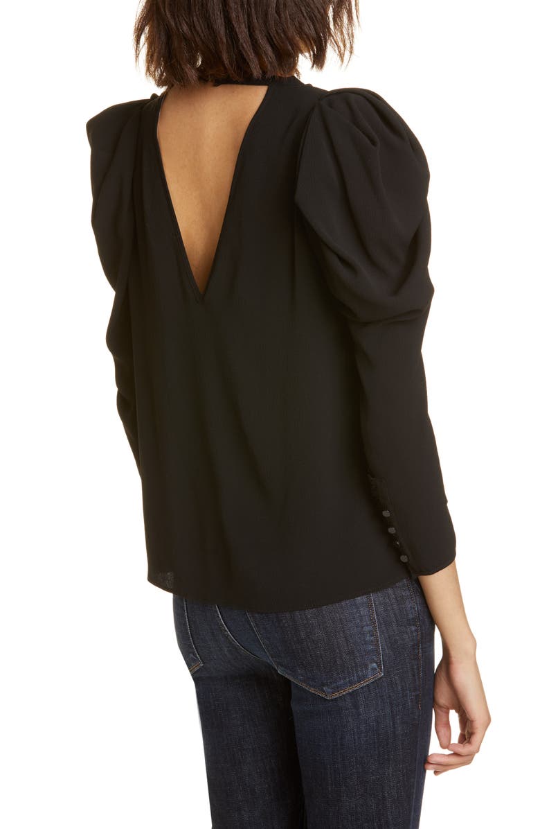 ba&sh Manon Puff Sleeve Blouse, Alternate, color, Noir