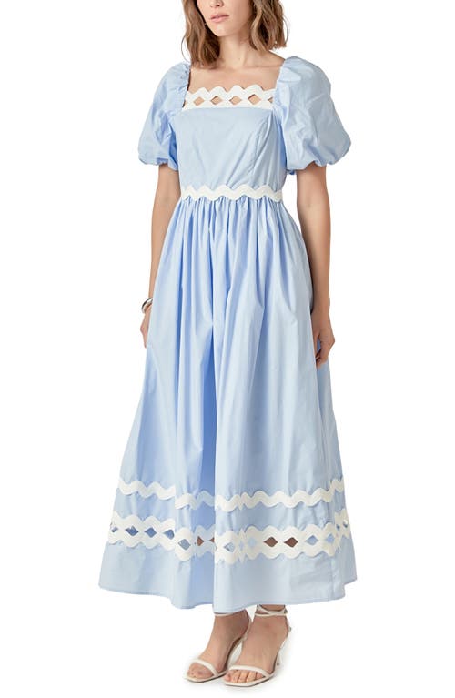 ENGLISH FACTORY ENGLISH FACTORY SCALLOPED PUFF SLEEVE COTTON MAXI DRESS