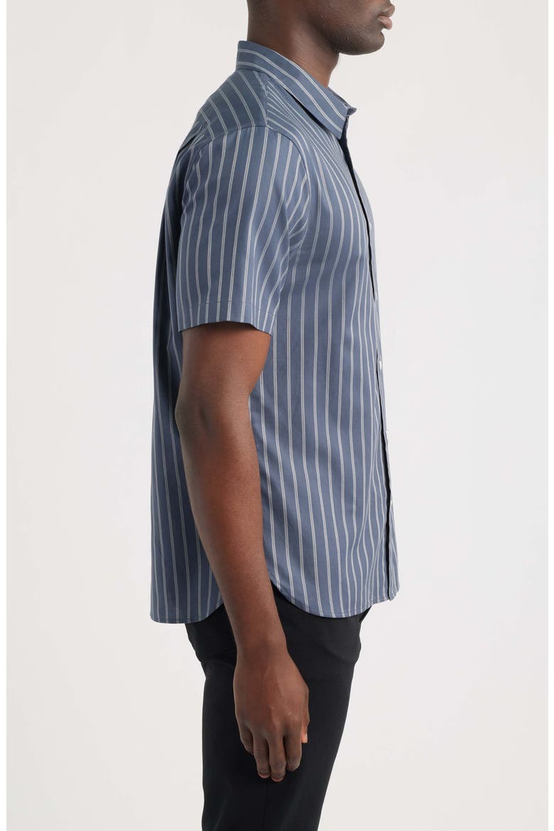 Marin Stripe Short Sleeve Cotton Blend Button-Up Shirt, Alternate, color, 445VBC-VENICE BLUE COMBO