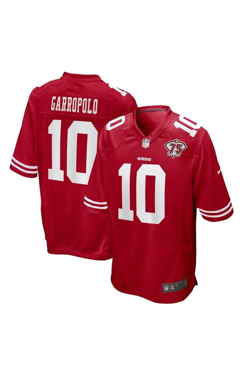 Nike Men's Nike Jimmy Garoppolo Scarlet San Francisco 49ers 75th Anniversary Game Jersey, Main, color, 