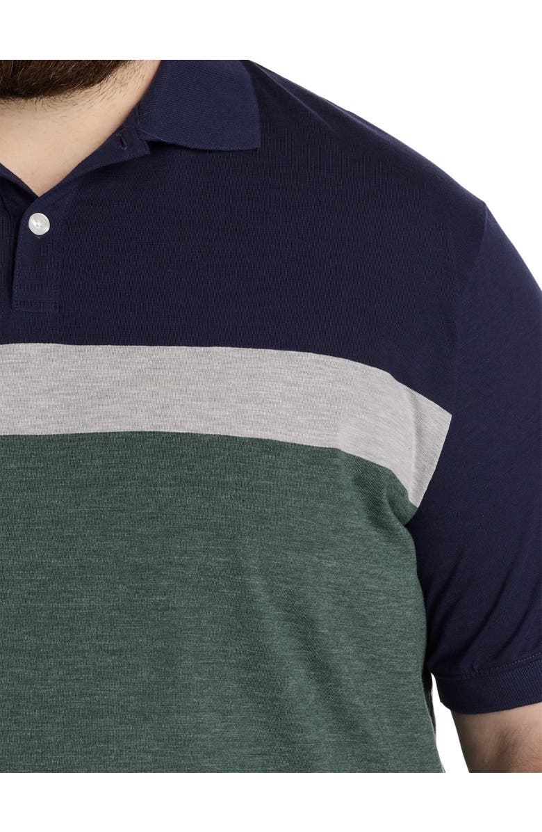 Harbor Bay by DXL Big & Tall Colorblock Chest-Striped Polo Shirt, Alternate, color, Trekking Green Hthr
