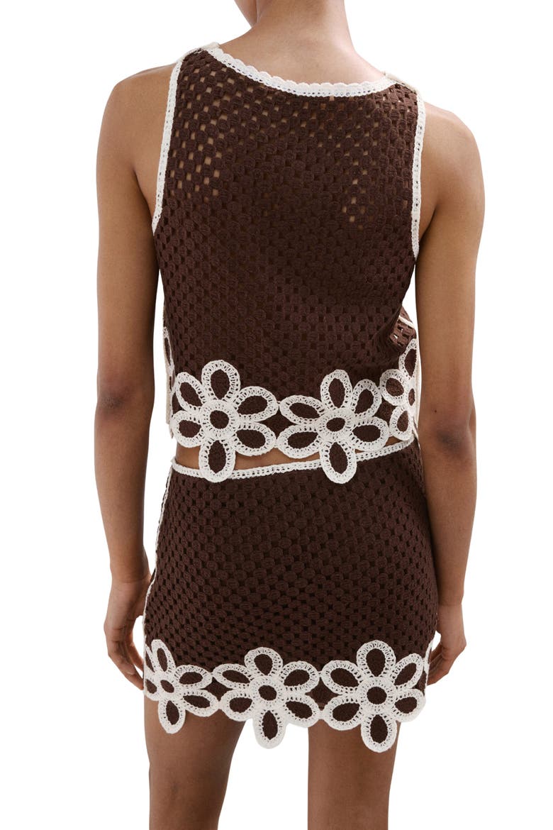 Floral Scalloped Hem Crochet Tank, Alternate, color, BROWN