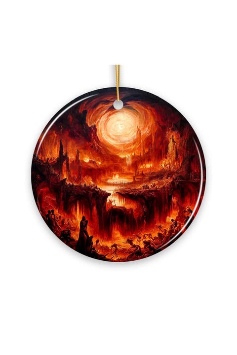 Fiery Hellscape Inferno Ceramic Ornament