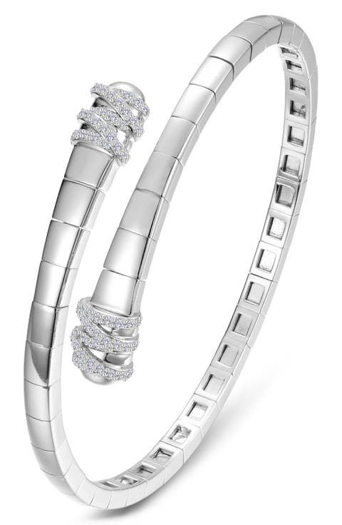 Ribbon Simuilated Diamond Bypass Flexible Bangle