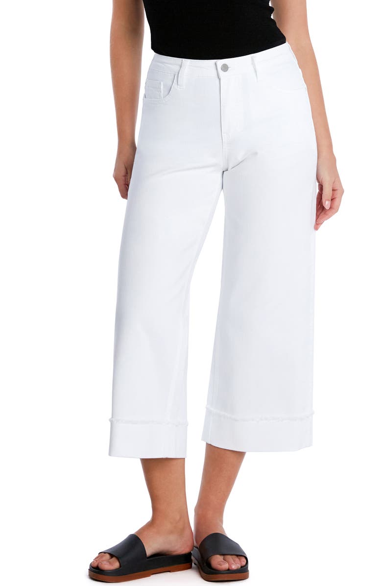 HINT OF BLU Cuffed Ankle Wide Leg Jeans, Main, color, White