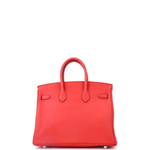 Pre-owned Hermes  Hermes Birkin Handbag Red Swift With Palladium Hardware 25 In Red