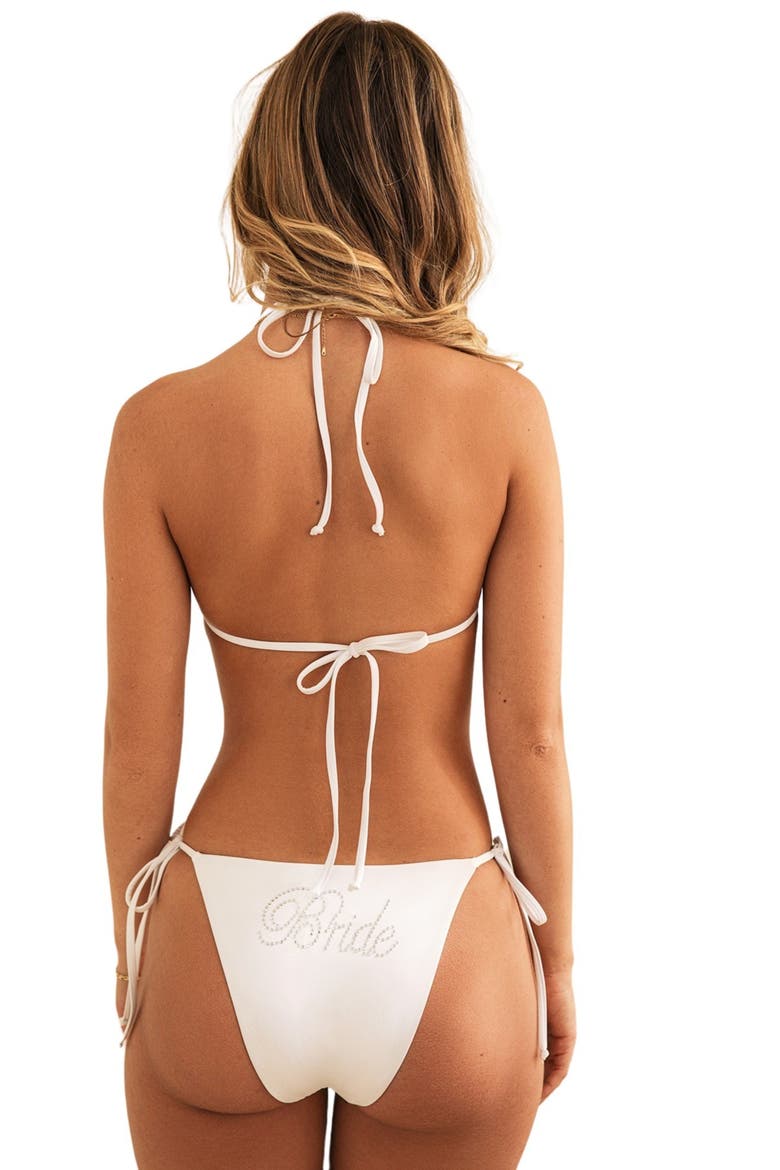 Palm Triangle Bikini Top, Alternate, color, White