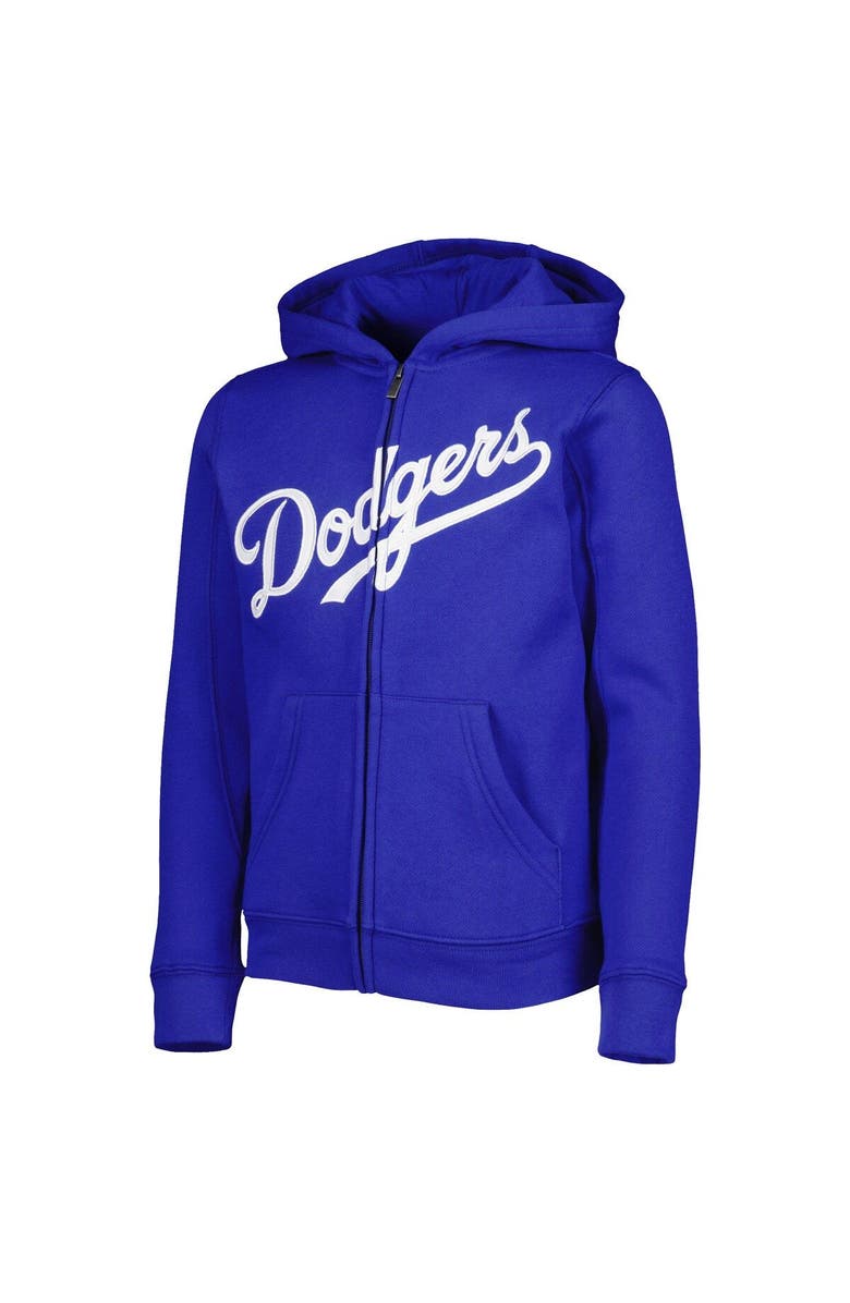 Outerstuff Youth Royal Los Angeles Dodgers Wordmark Full-Zip Fleece Hoodie, Alternate, color, 
