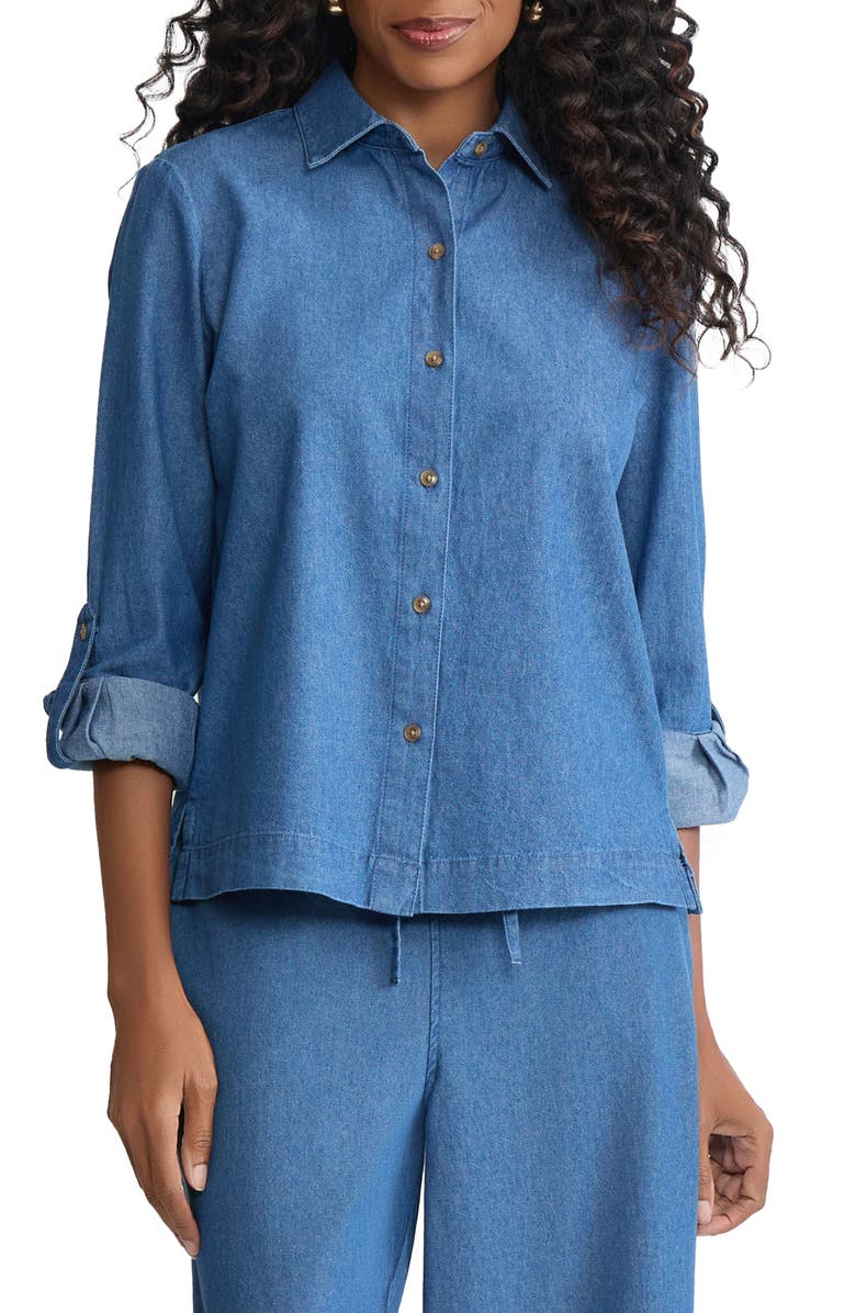 Jones New York Boxy Denim Button-Up Shirt, Main, color, 