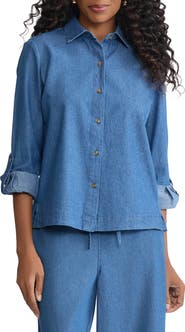 Jones New York Boxy Denim Button-Up Shirt