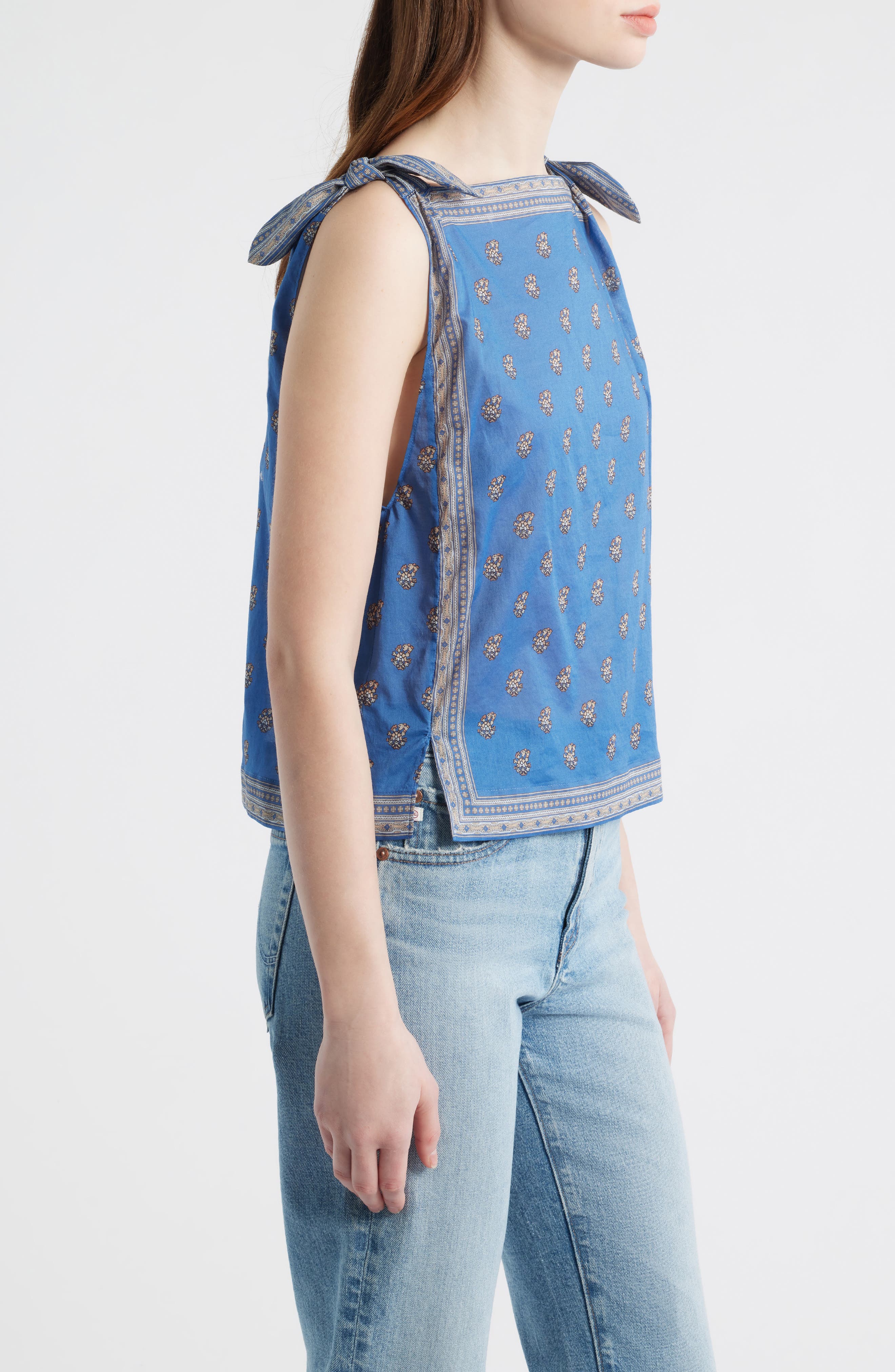 DÔEN Amalia Print Tie Shoulder Sleeveless Top (Women) | Nordstrom