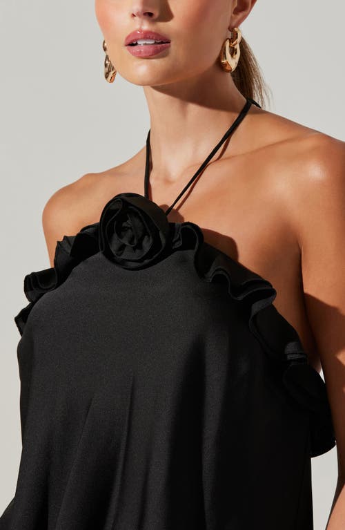 Astr The Label Alix Rosette Halter Top In Black