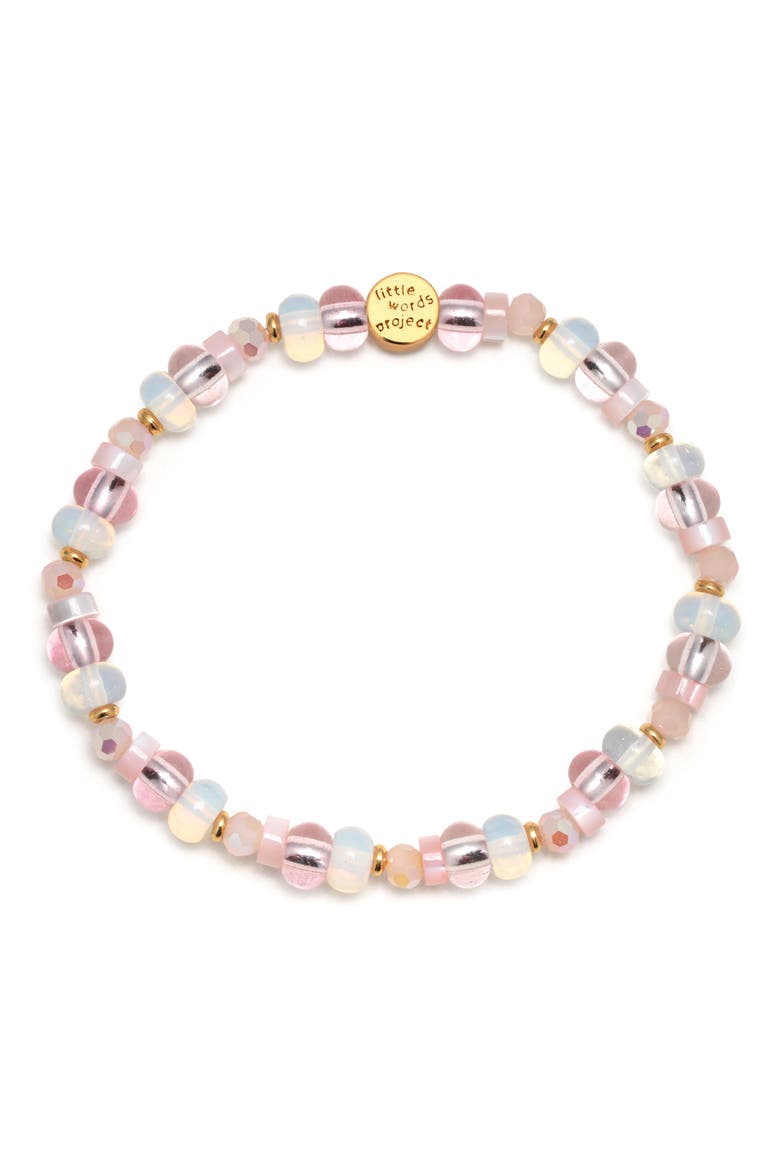 Cherub Valentine Beaded Stretch Bracelet, Main, color, WHITE