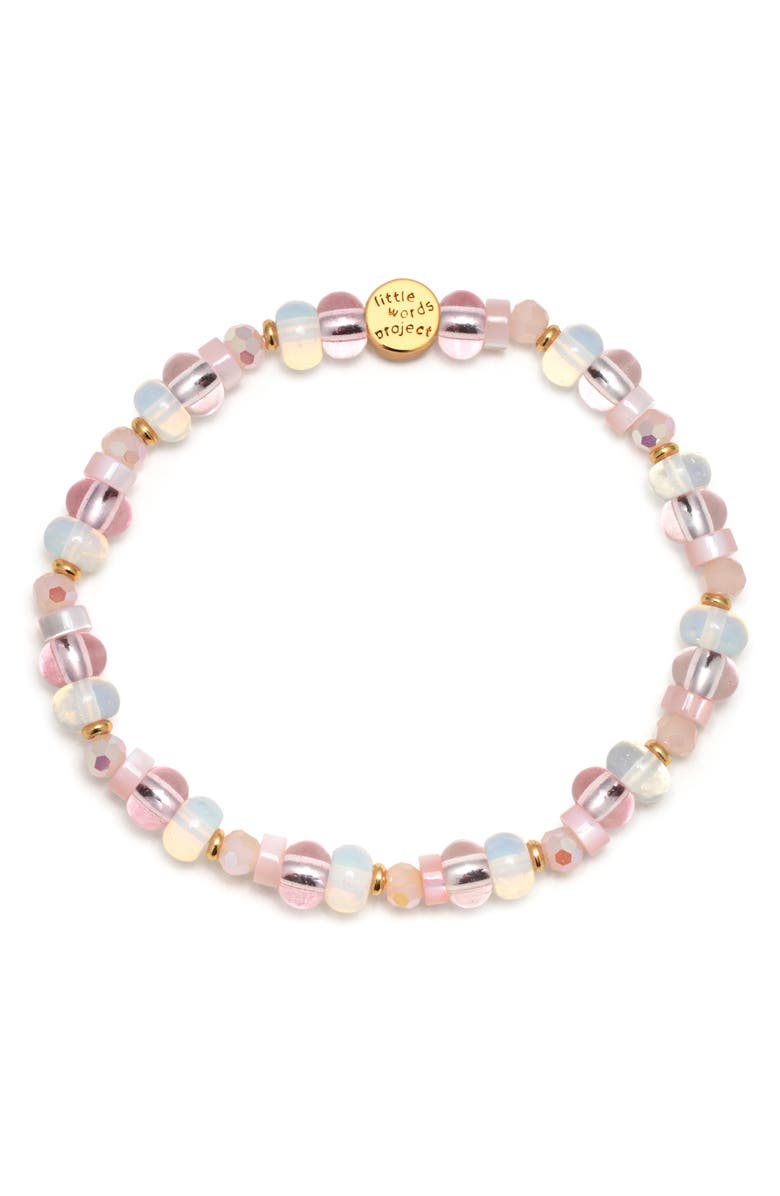 Little Words Project Cherub Valentine Beaded Stretch Bracelet, Main, color, White