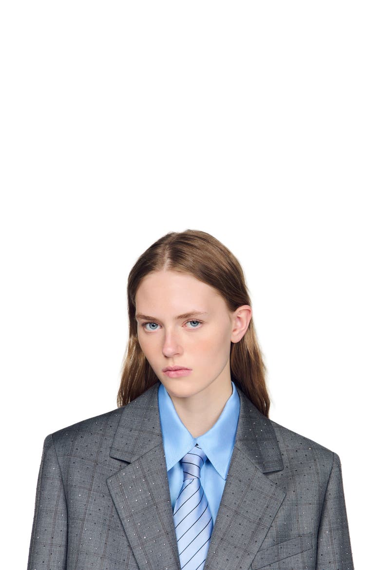 Checked wool jacket, Alternate, color, Dark grey