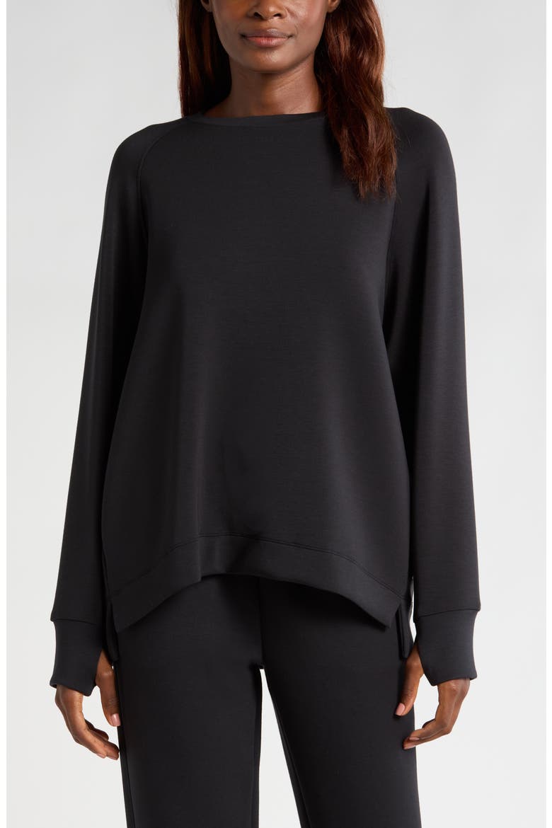 Soft Scuba Knit Oversize Crewneck Sweatshirt, Main, color, BLACK