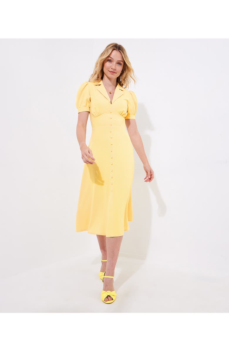 Joe Browns Retro Button Front Midi Dress, Alternate, color, Butter