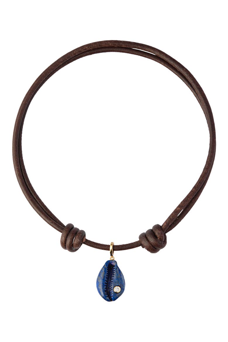 Cove Lapis Lazuli Cowrie Shell Pendant Necklace, Main, color, LAPIS