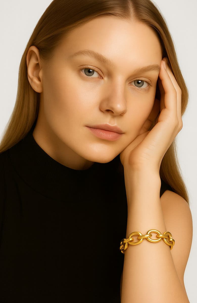 GABI RIELLE Italian Link Adjustable Chain Bracelet, Alternate, color, Gold