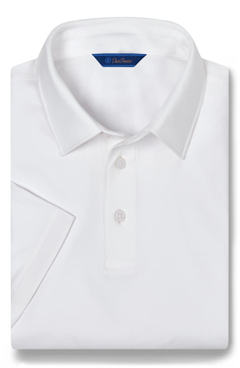 David Donahue Solid Interlock Cotton Polo, Main, color, White