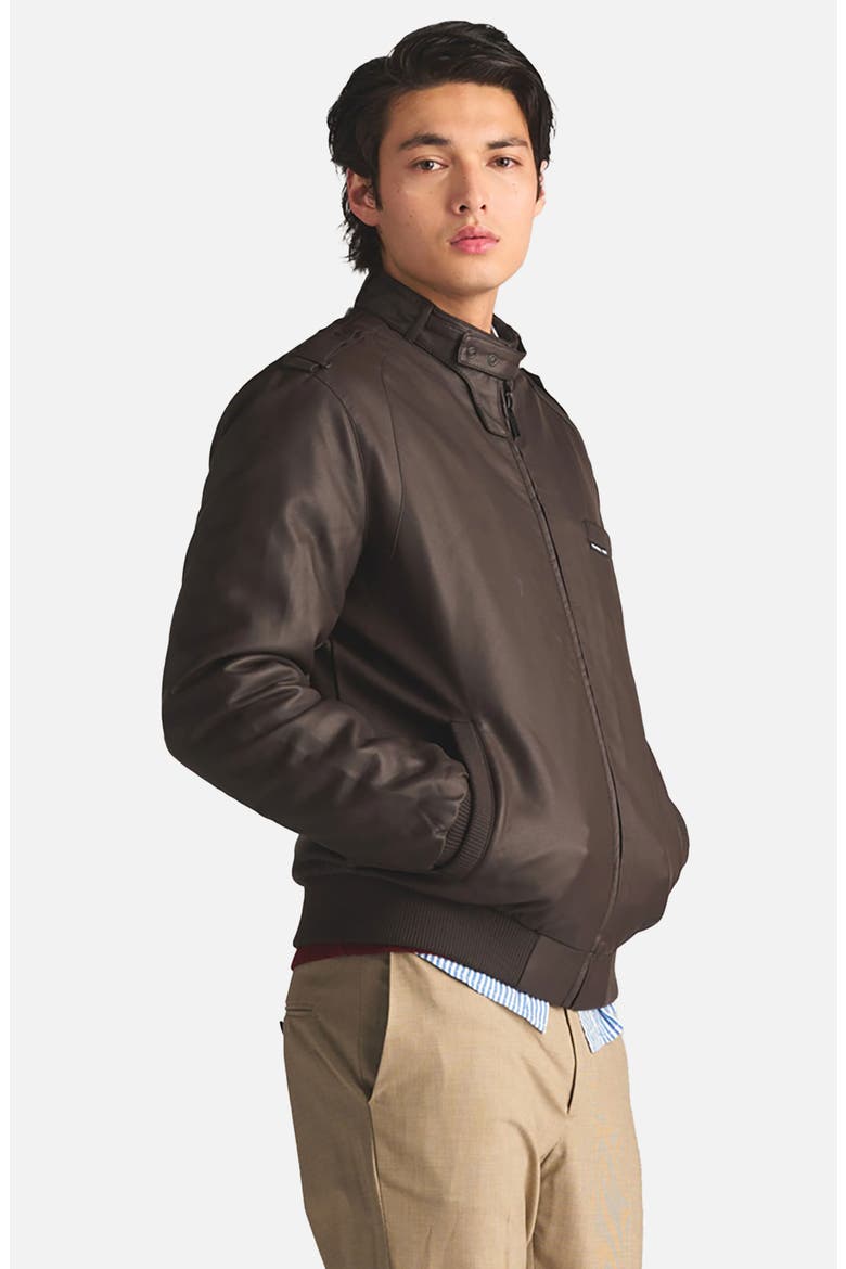 Men's Faux Leather Iconic Racer Jacket, Alternate, color, dark brown