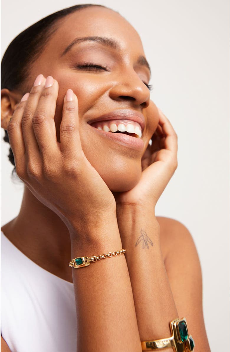 UNODE50 Turquoise Crystal Link Bracelet, Alternate, color, Gold