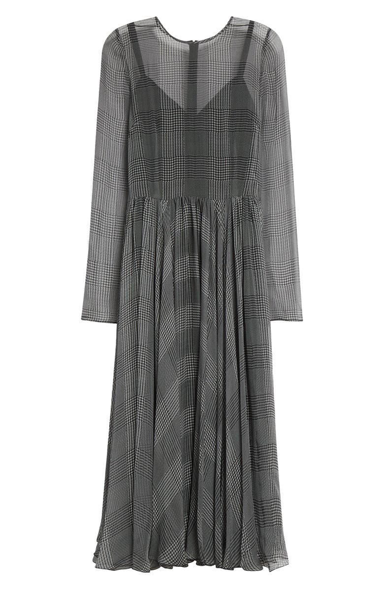 Dolce&Gabbana Glen Plaid Long Sleeve Silk Midi Dress, Main, color, 