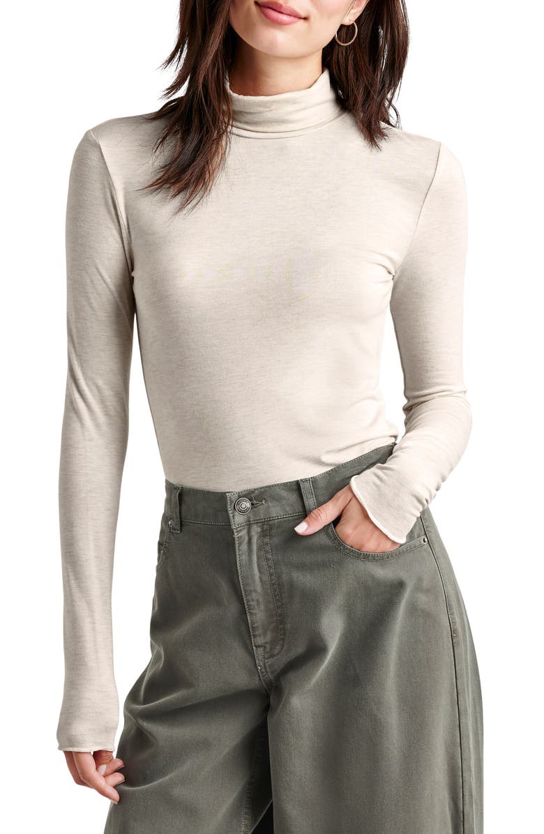 Splendid Jersey Turtleneck, Main, color, Pale Oak Heather