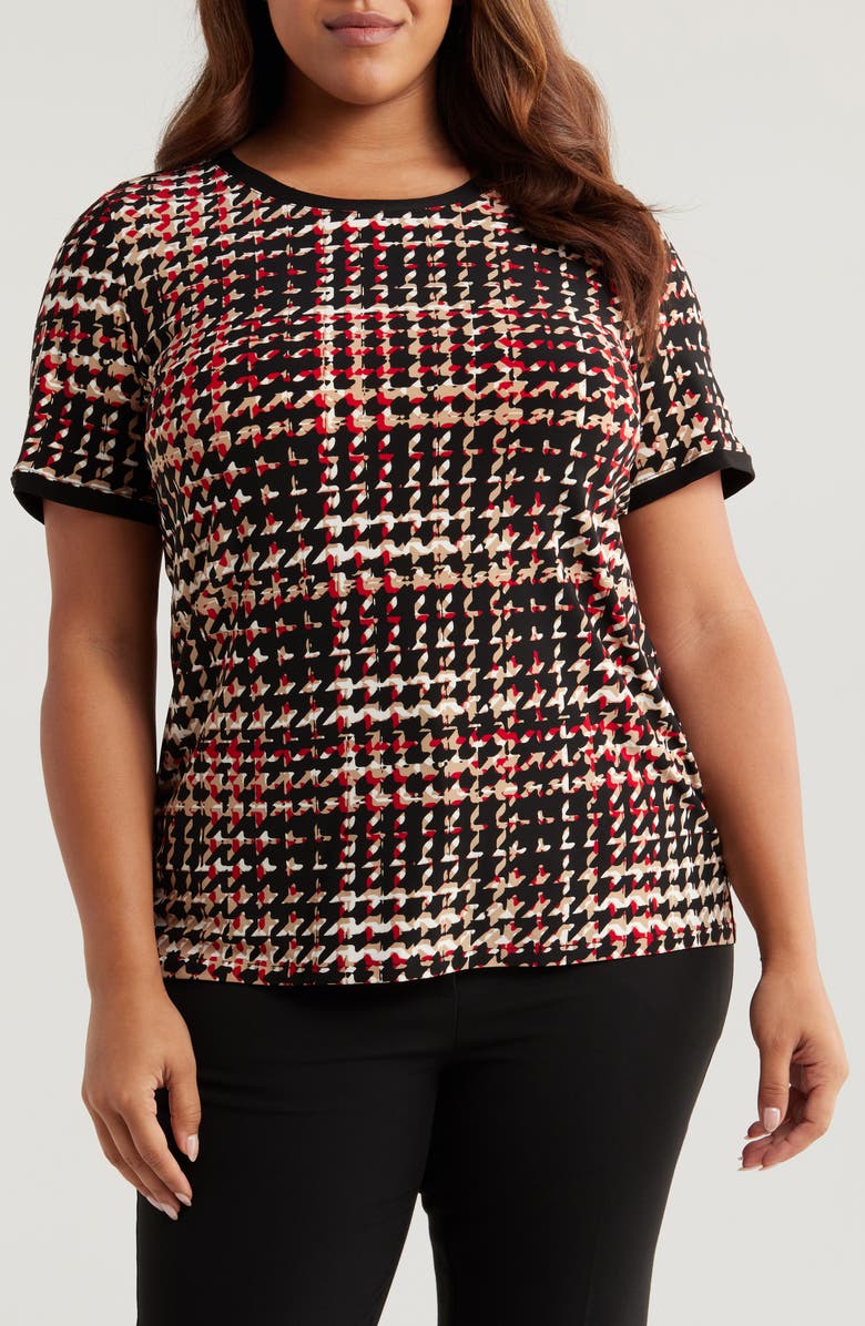 Anne Klein Houndstooth Button Back Top, Main, color,