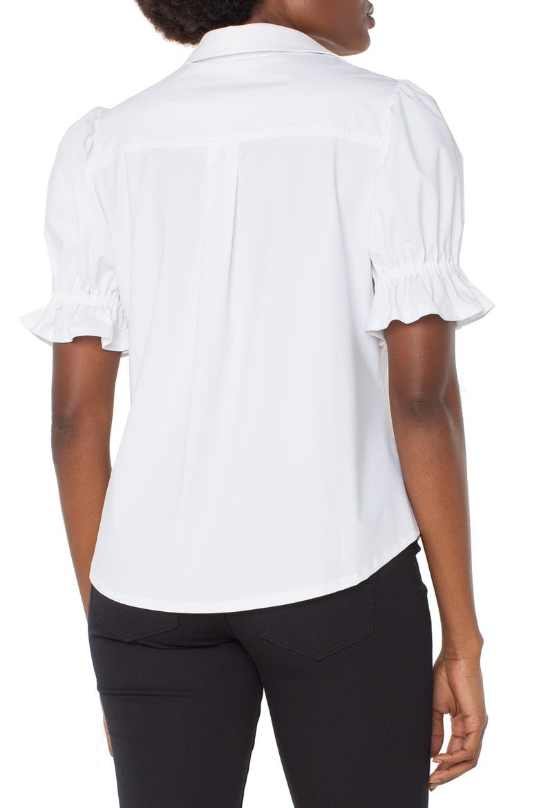 Puff Sleeve Knit Snap-Up Shirt, Alternate, color, WHITE