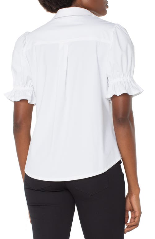 Liverpool Los Angeles Elbow Puff Sleeve Top In White