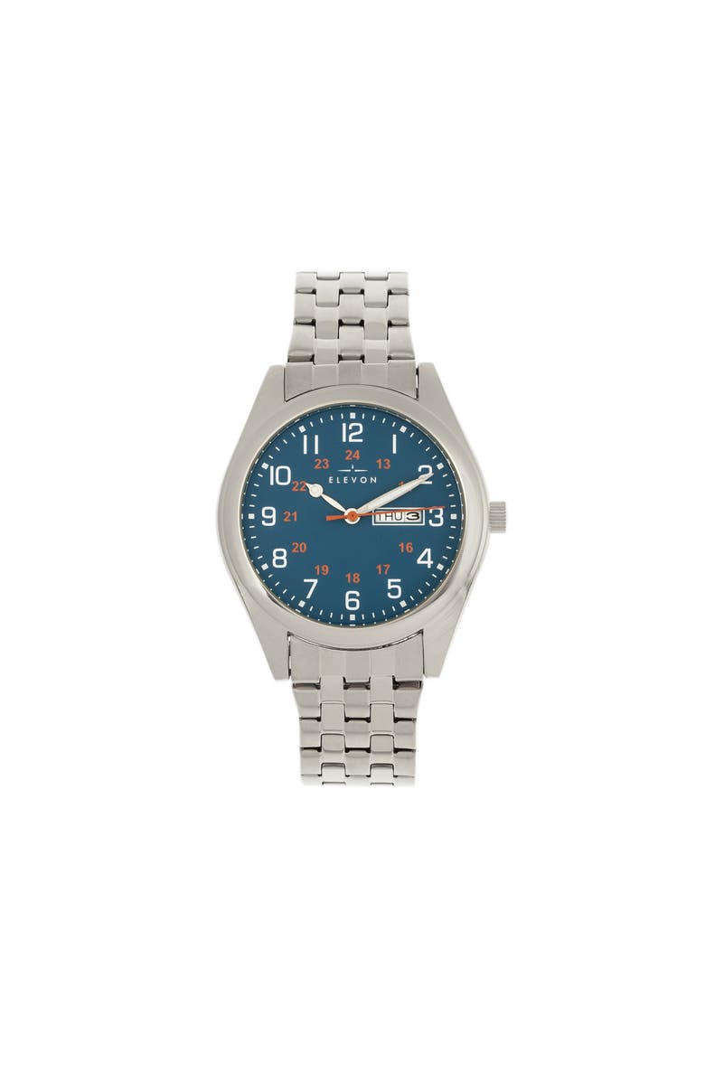 Elevon Gann Bracelet Watch w/Day/Date, Main, color, Silver/Teal