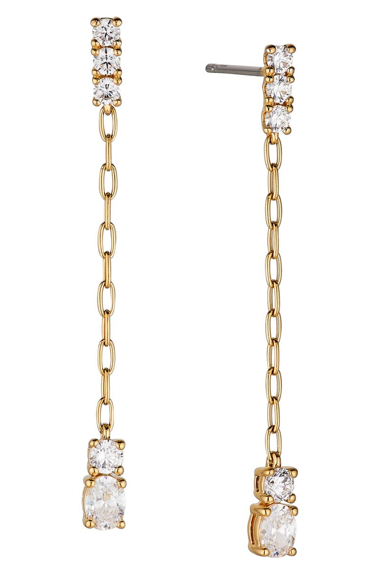 Cheeky Linear Drop Earrings, Main, color, GOLD