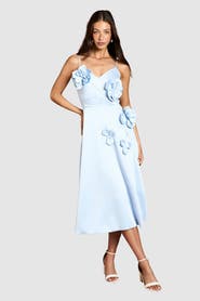 Coast Corsage Detail Satin Midi Dress