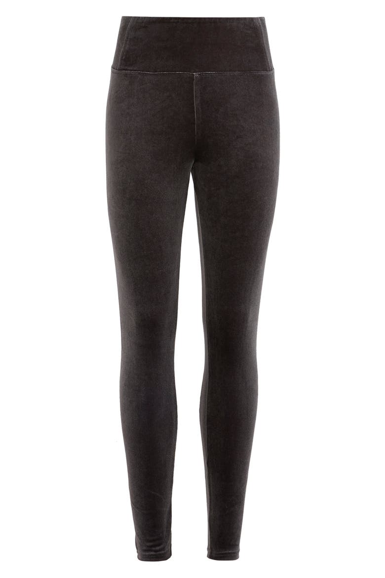 Cora High Waist Velvet Leggings, Alternate, color, DARK GREY