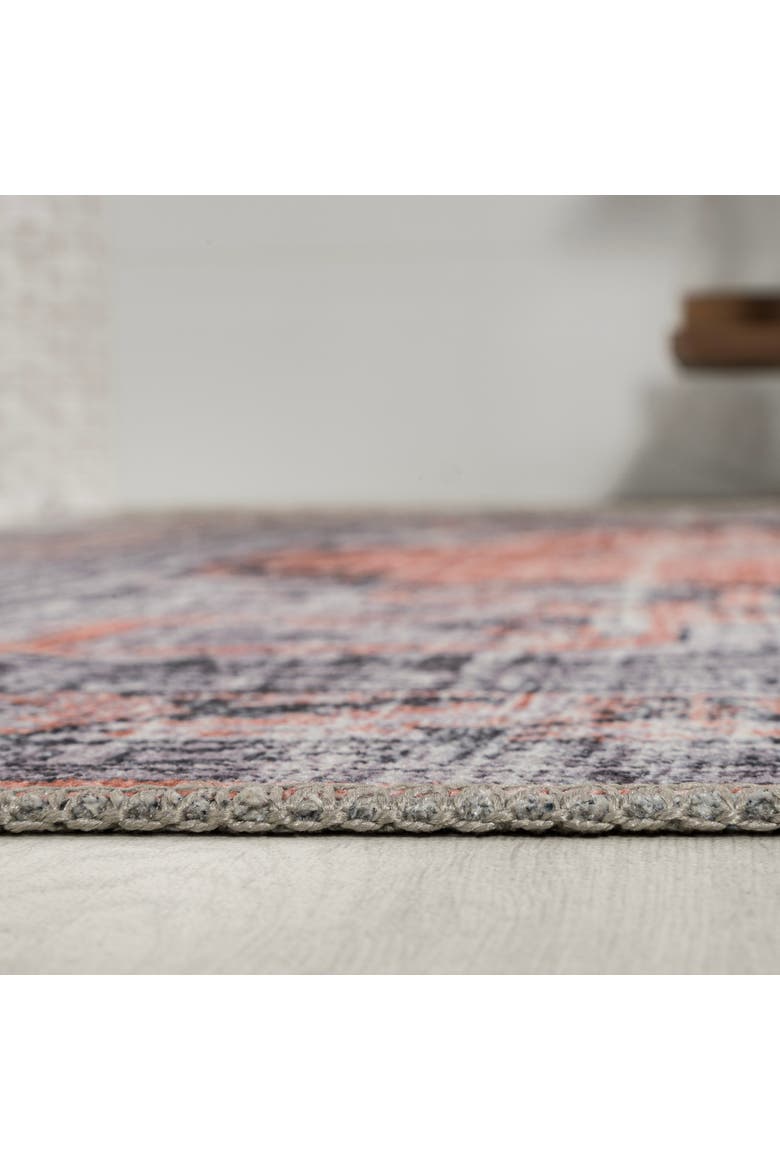 Wincer Chenille Cottage Medallion Machine-Washable Area Rug, Alternate, color, Orange/Gray