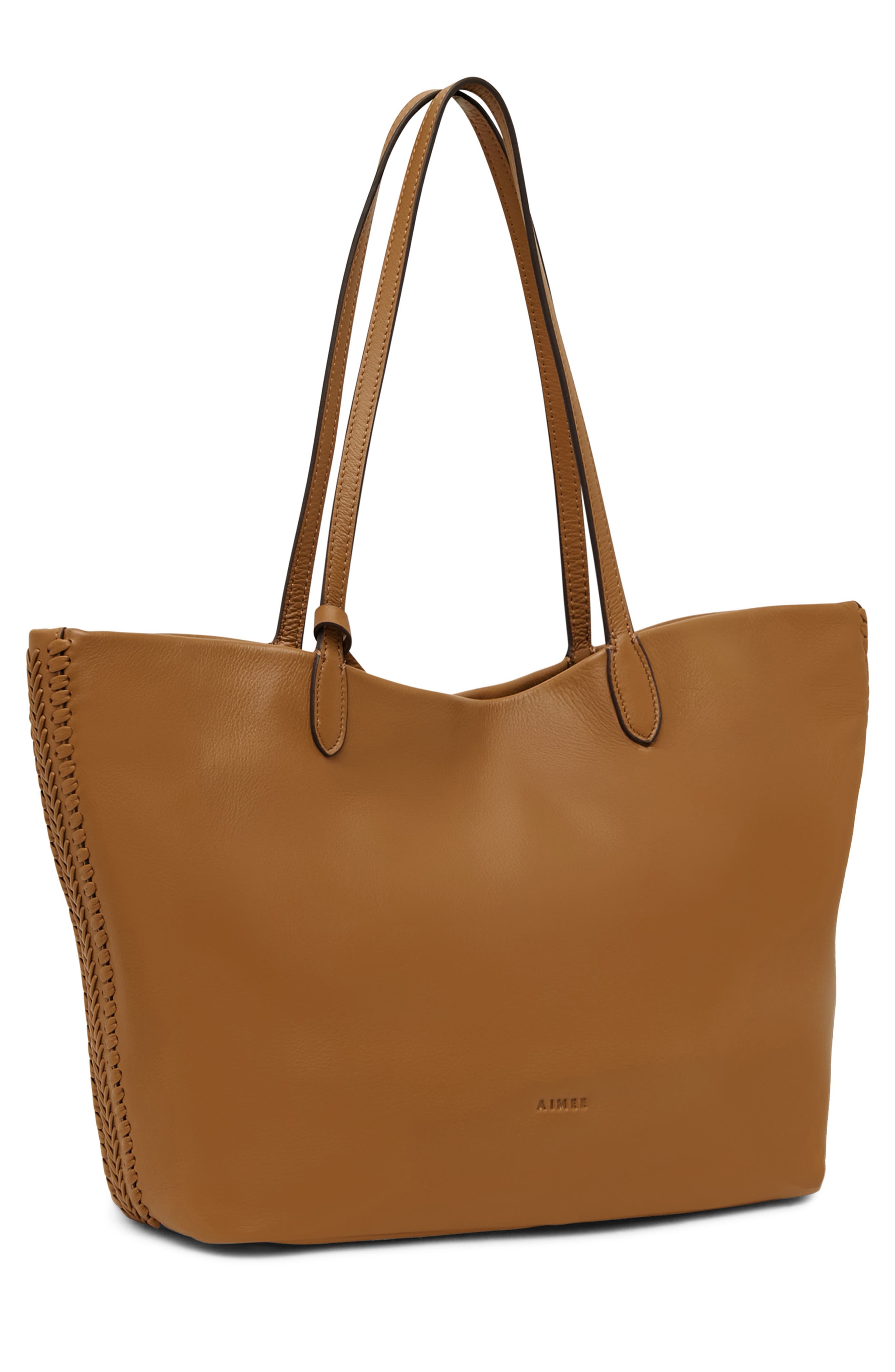 AIMEE All for Love Convertible Leather Shopper Bag, Alternate, color, Latte