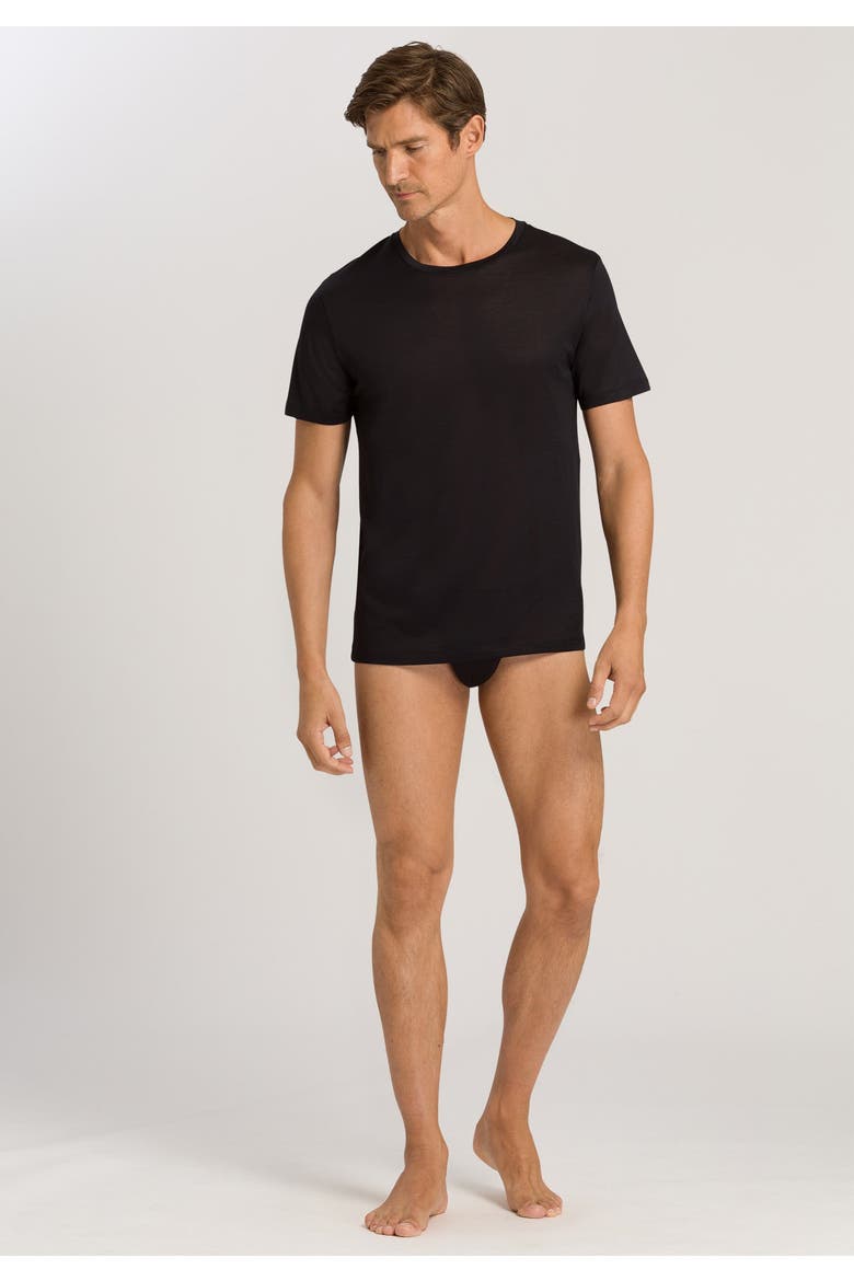 Cotton Sporty Crew Neck Cotton T-Shirt, Alternate, color, Black