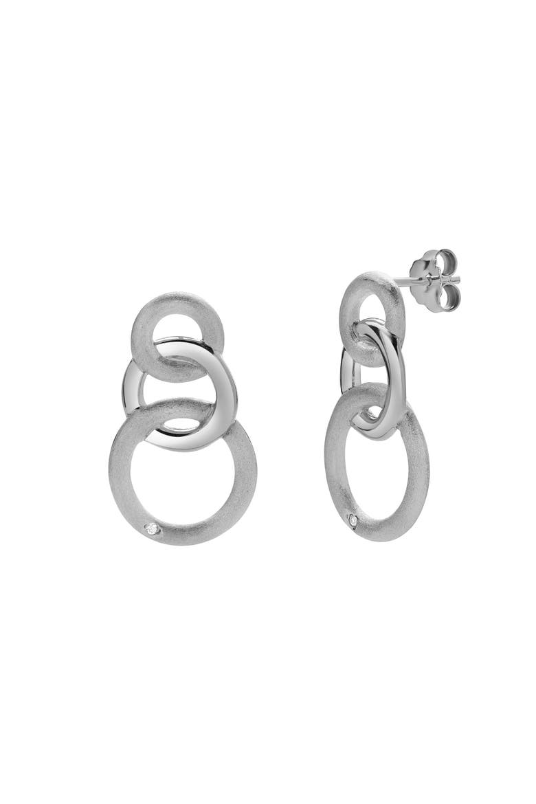 Zerina Sterling Silver 0.02 Ct Diamond Interlinked Circle Drop Earrings, Main, color, 925 Sterling Silver