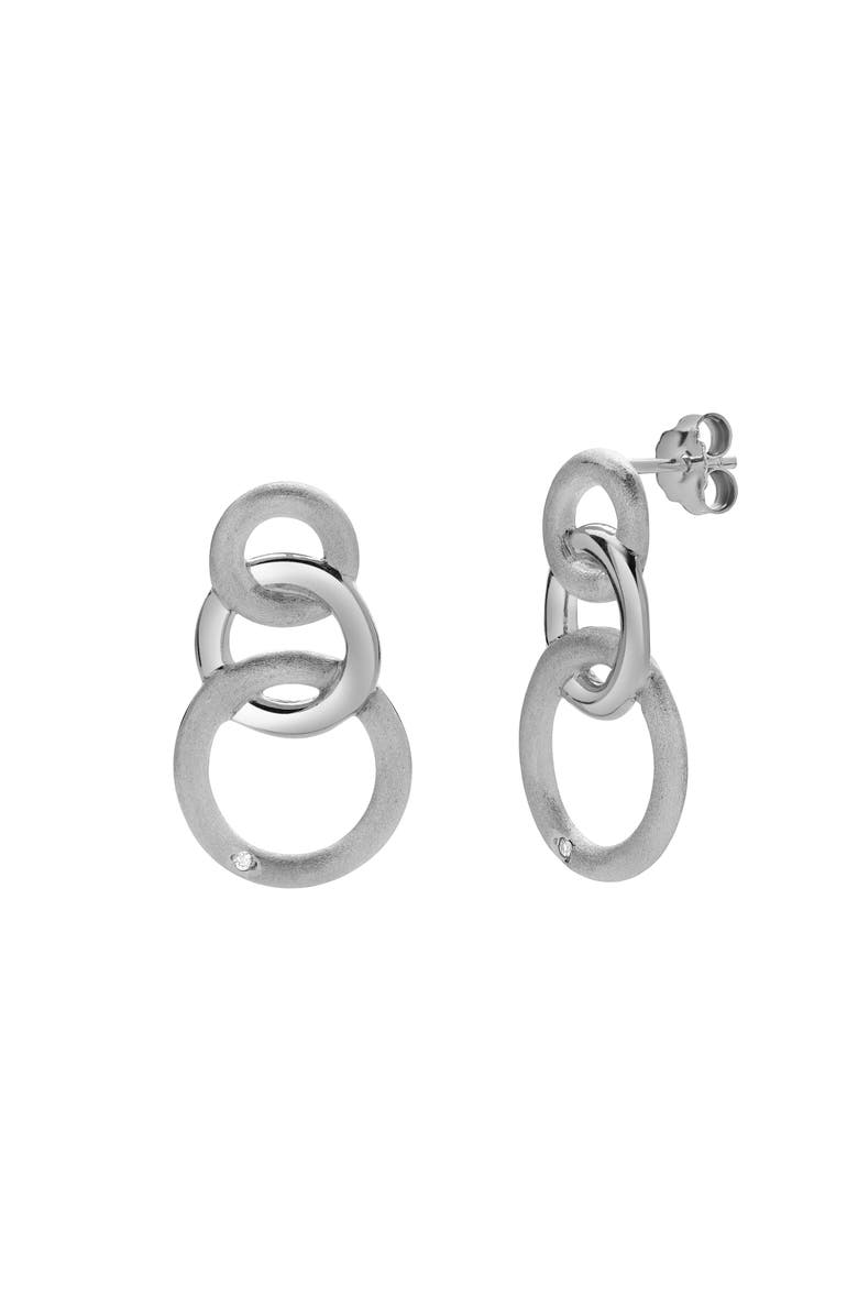 LuvMyJewelry Zerina Sterling Silver 0.02 Ct Diamond Interlinked Circle Drop Earrings, Main, color, 925 Sterling Silver
