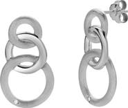 LuvMyJewelry Zerina Sterling Silver 0.02 Ct Diamond Interlinked Circle Drop Earrings