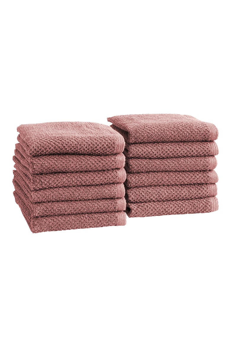 Cotton 6-Pack Textured Washcloths, Main, color, DESERT ROSE
