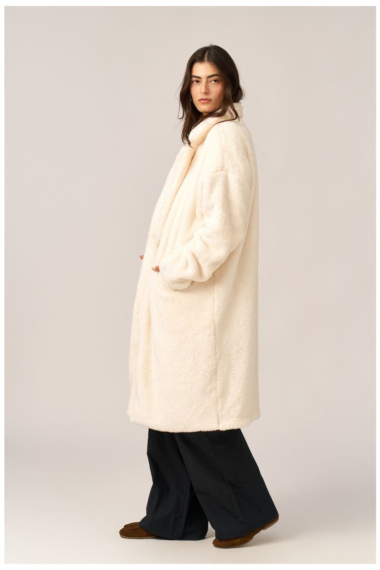 The Long Fleece Lounge Coat, Alternate, color, Ivory