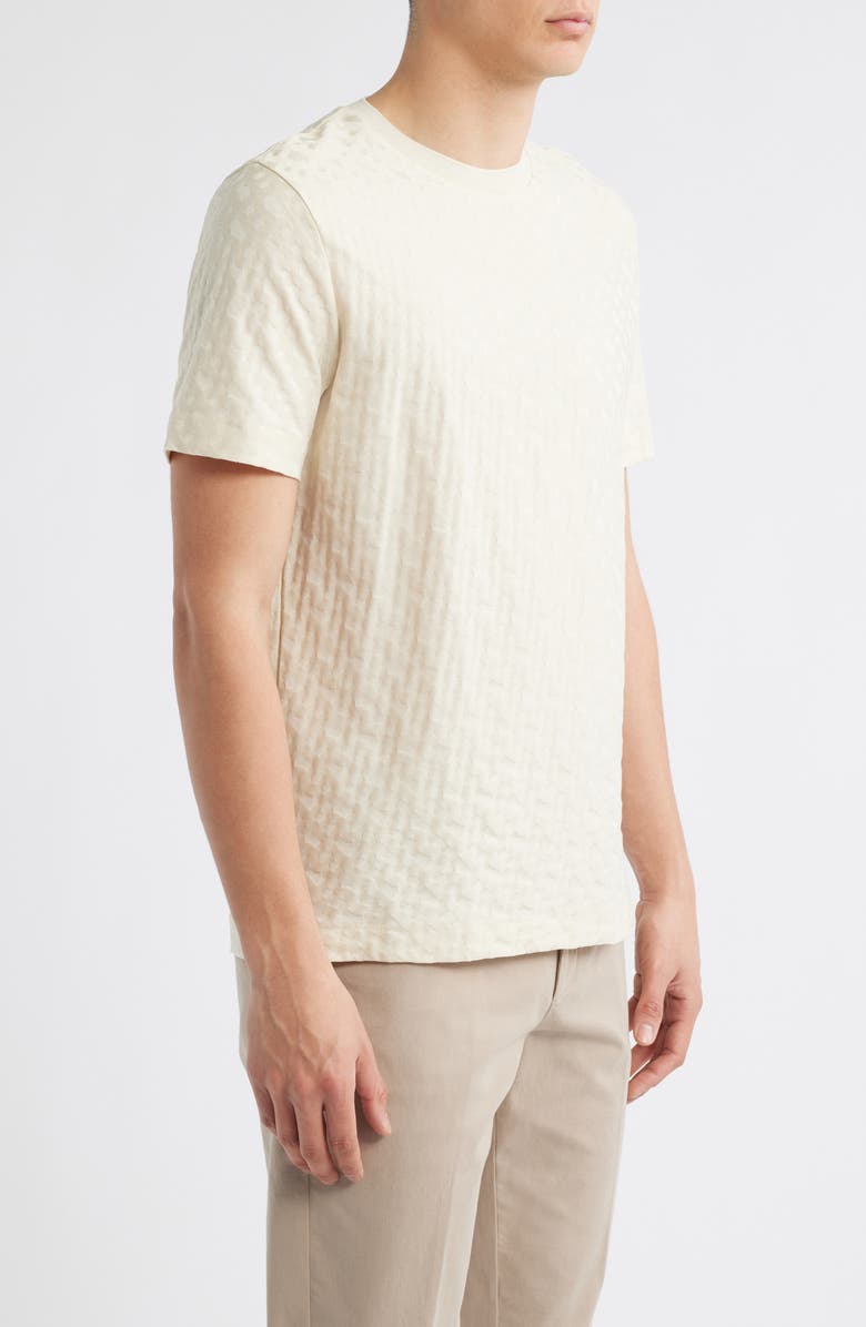 BOSS Thompson Logo Jacquard Cotton T-Shirt, Alternate, color, Open White